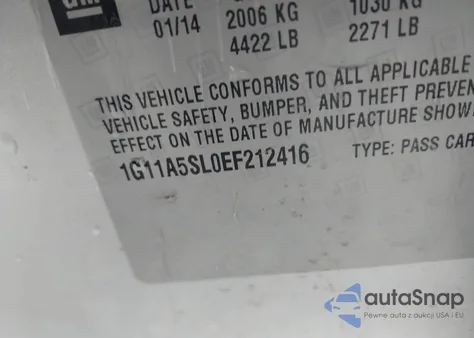 2014 Chevrolet Malibu 1Fl from USA, damaged, VIN 1G11A5SL0EF212416